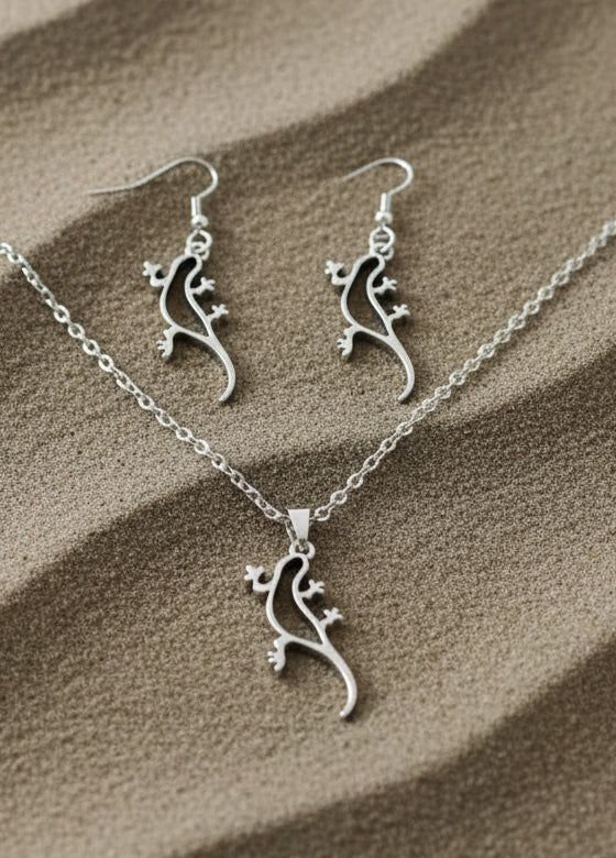 Schmuckset Salamander silberfarben