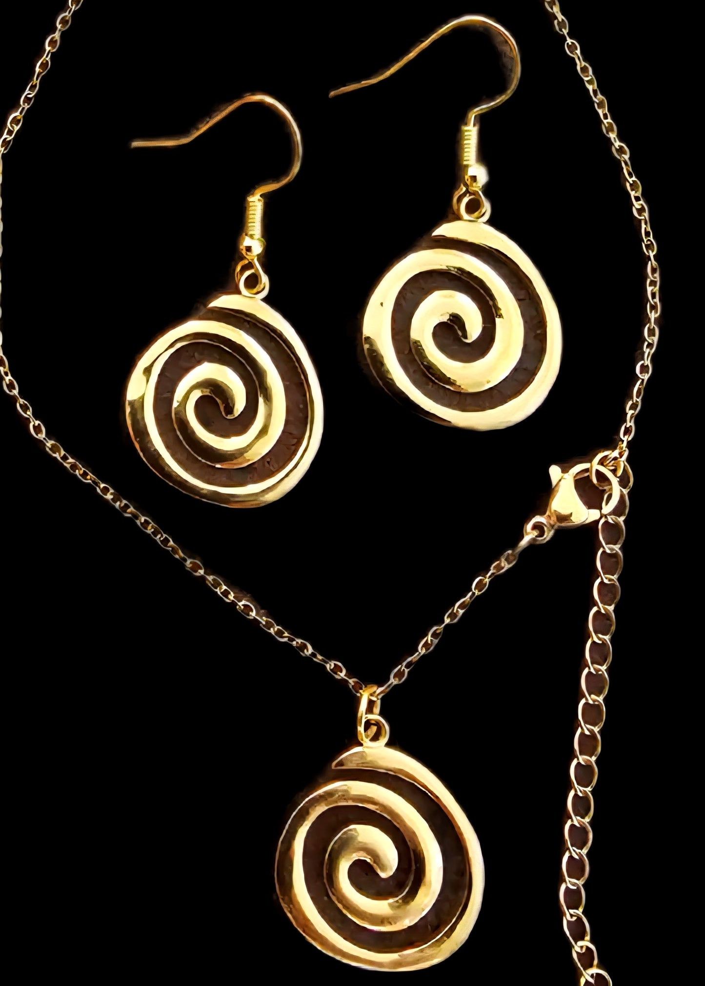 Schmuckset Spirale – Kette & Ohrringe Edelstahl silber/gold