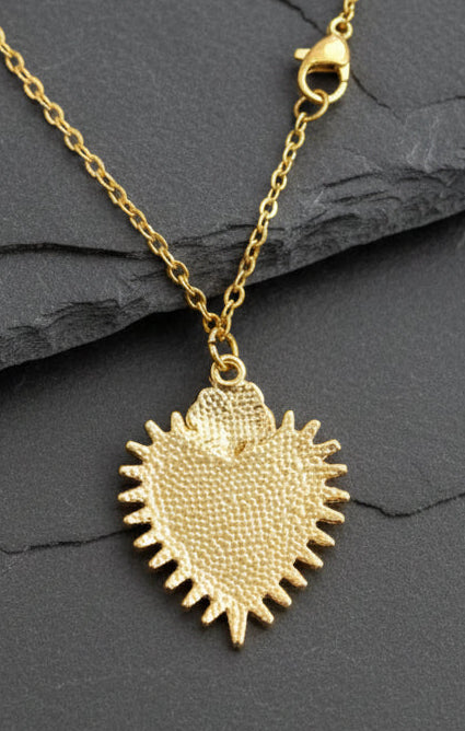Halskette Sacred Heart Rose All-Seeing Eye Edelstahl gold Rückseite