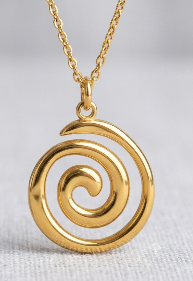 Halskette mit Spiralen-Anhänger goldfarben