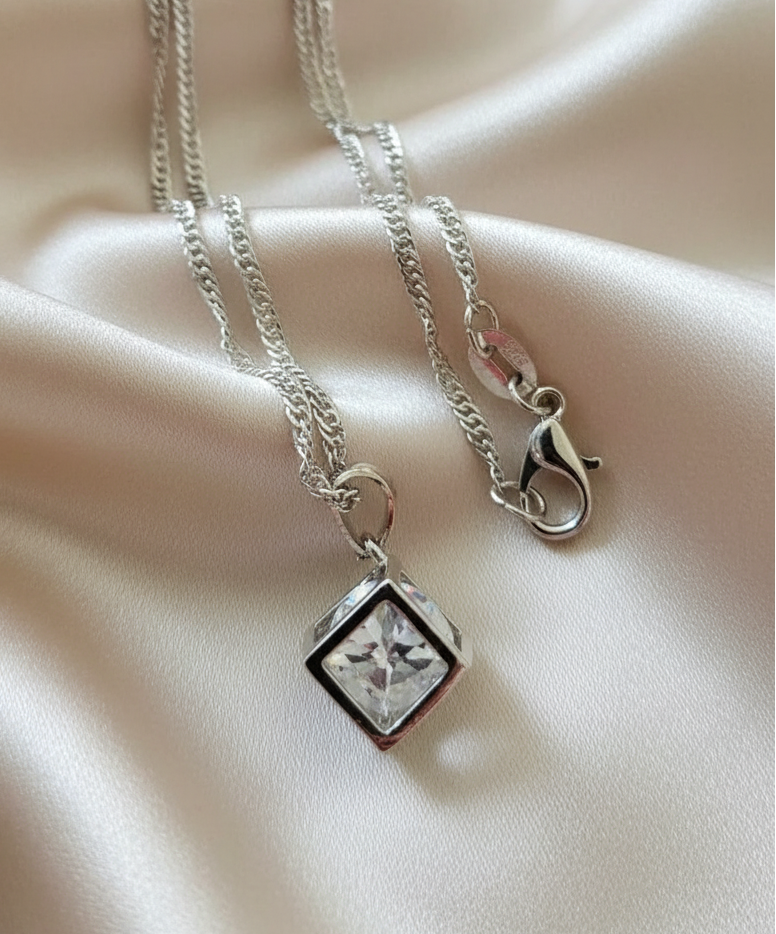 Schmuckset 925 Silber Würfel Zirkonia beweglich