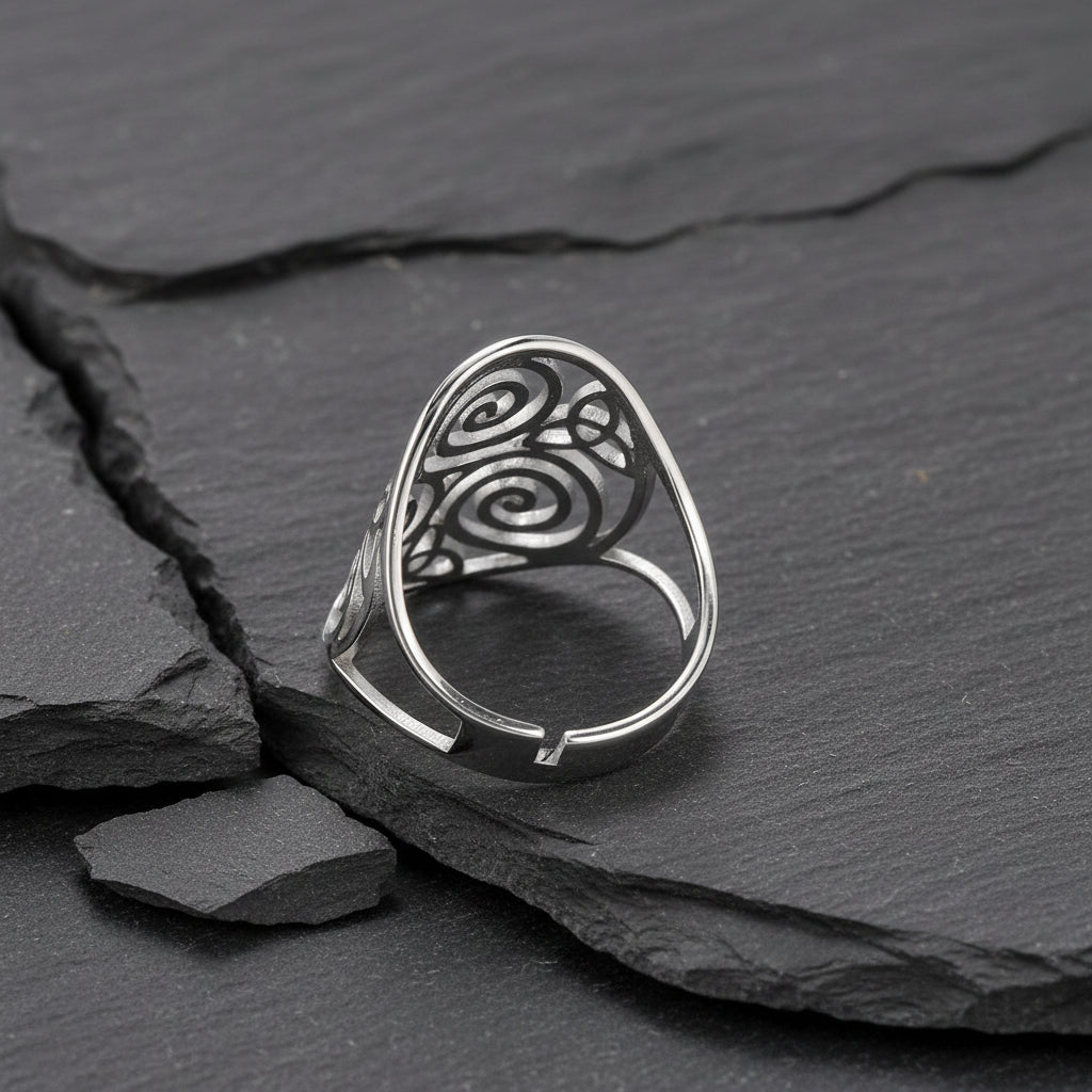 Keltischer Spiralen Ring Edelstahl silberfarben größenverstellbar