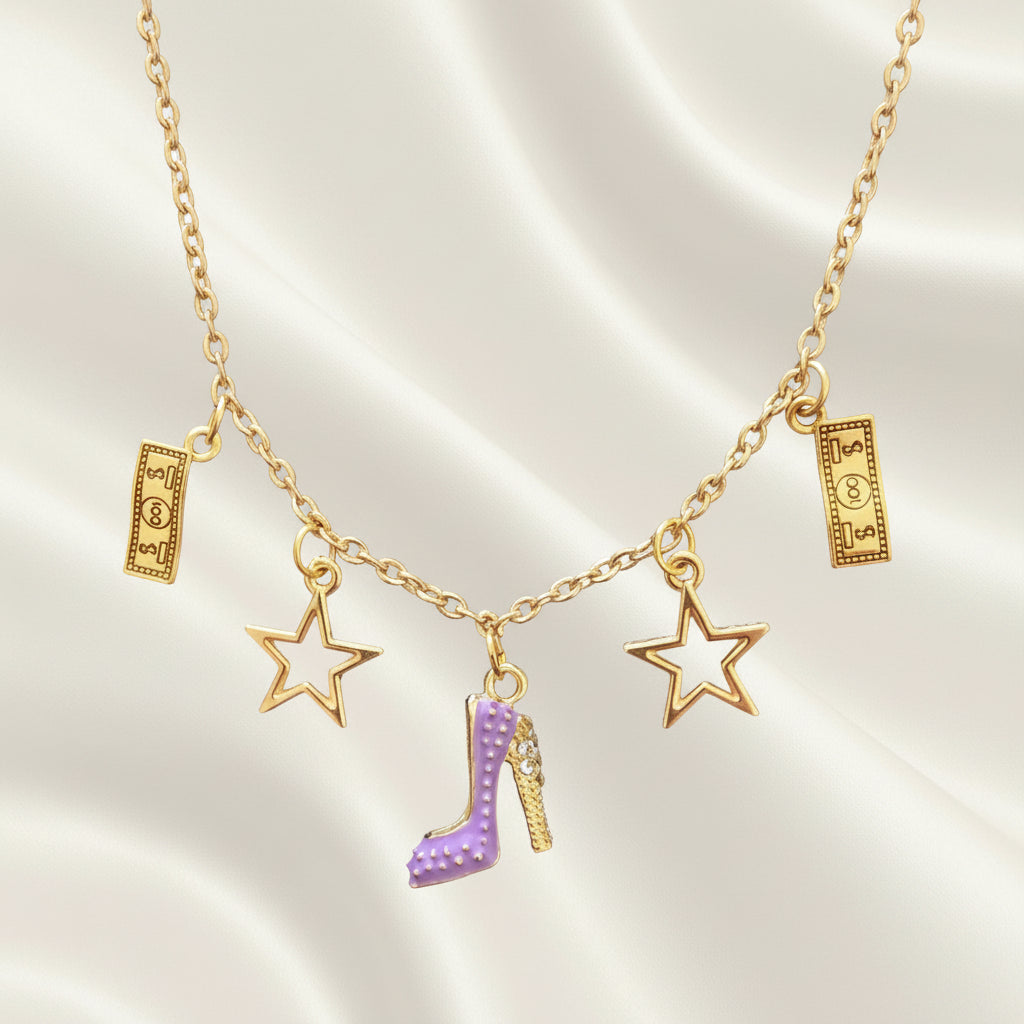 High Heel Charm-Kette gold – handgefertigtes Unikat