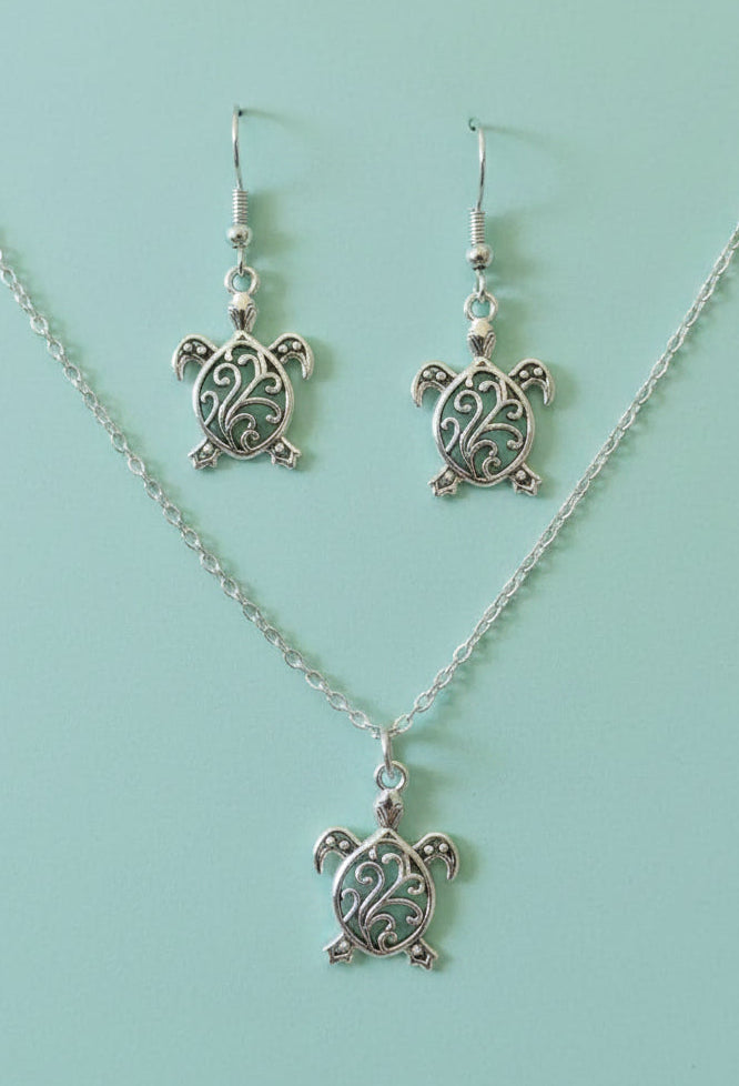 Schmuckset Schildkröte silberfarben
