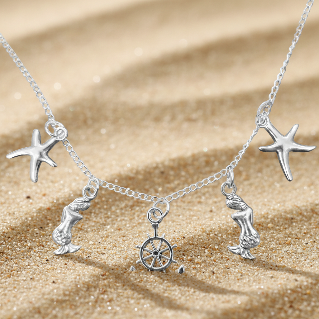 Anker Meerjungfrau Charm-Kette silber handgefertigt