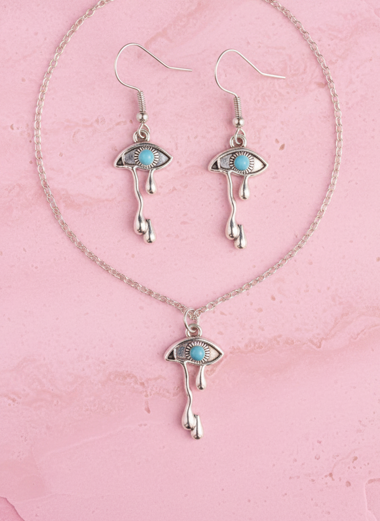 Schmuckset Edelstahl – Auge mit Tränen