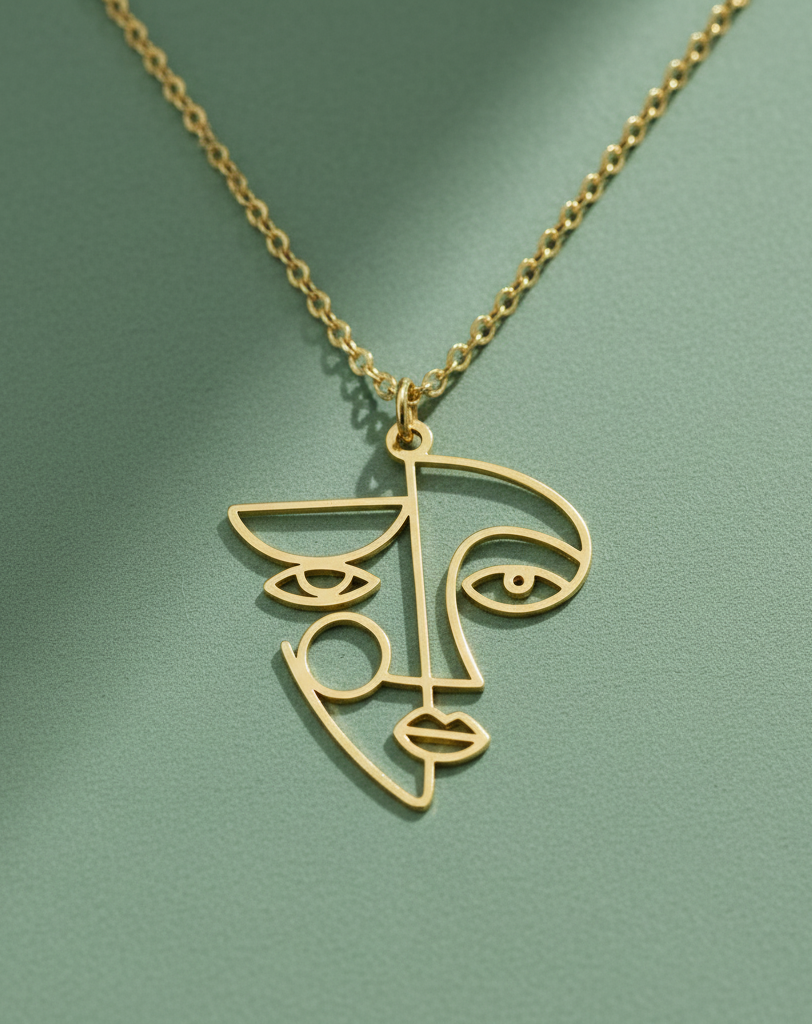 Abstraktes Gesicht Kette silber oder gold