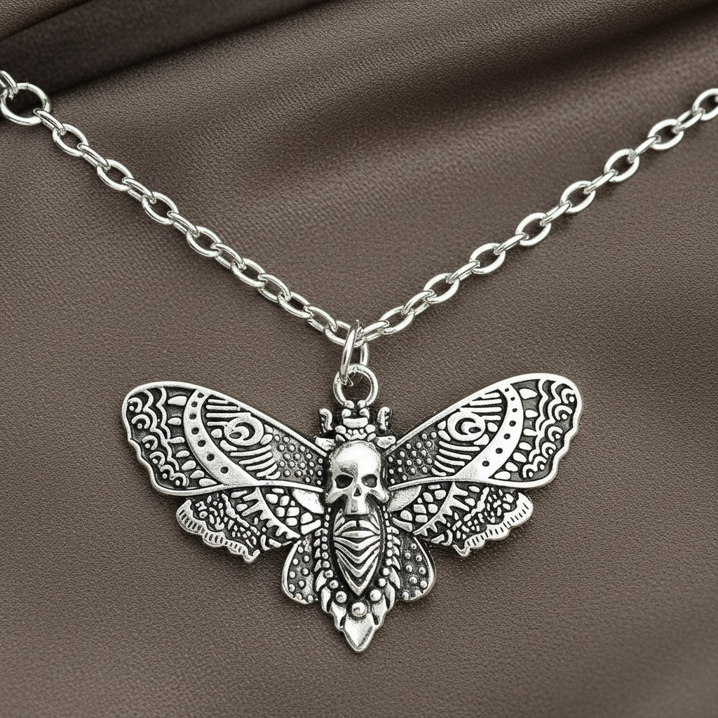 Totenkopf Schmetterling Kette Silber