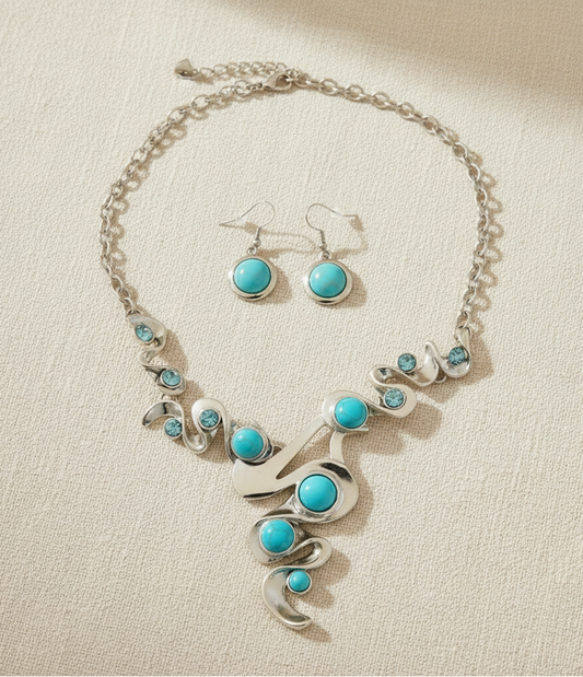 Schmuckset Türkis silberfarben