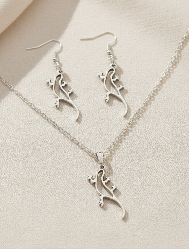 Schmuckset Salamander silberfarben
