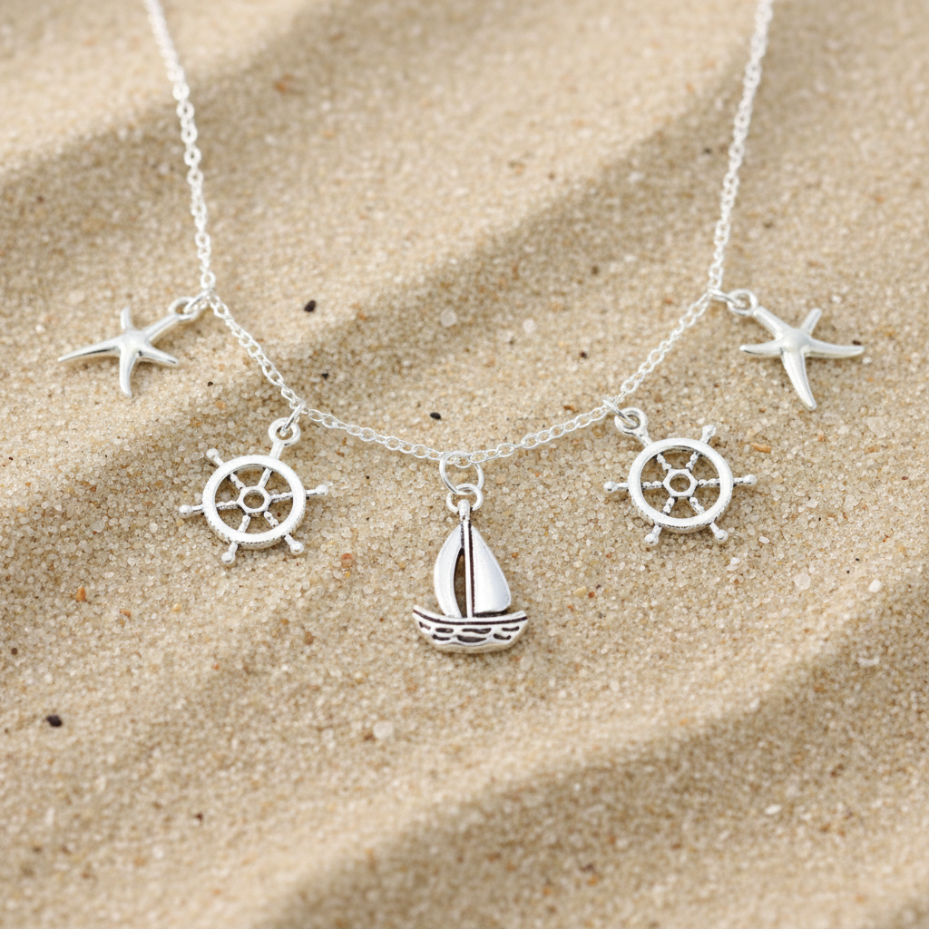 Segelboot Charm-Kette silber handgefertigt