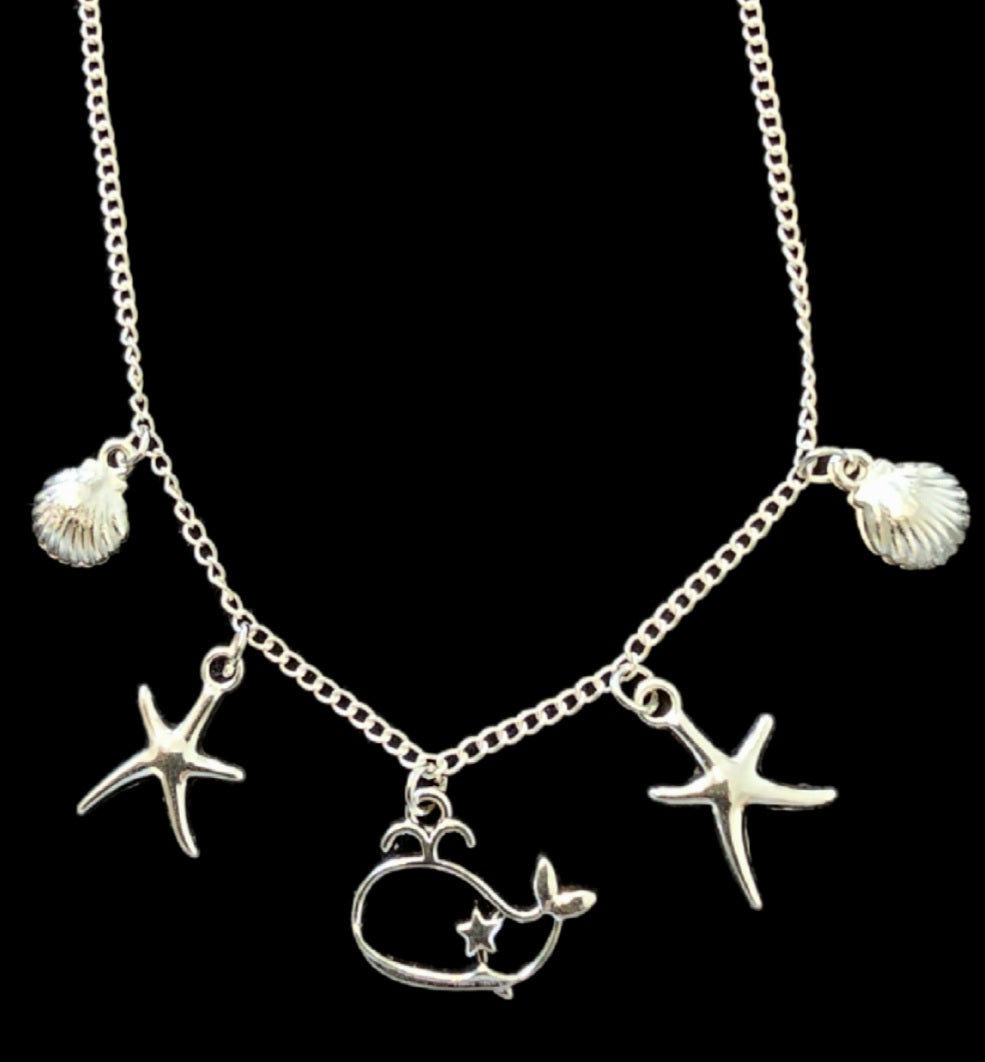 Wal Charm-Kette Silber mit 5 Anhängern