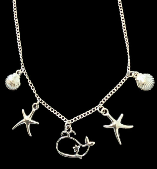 Wal Charm-Kette Silber mit 5 Anhängern