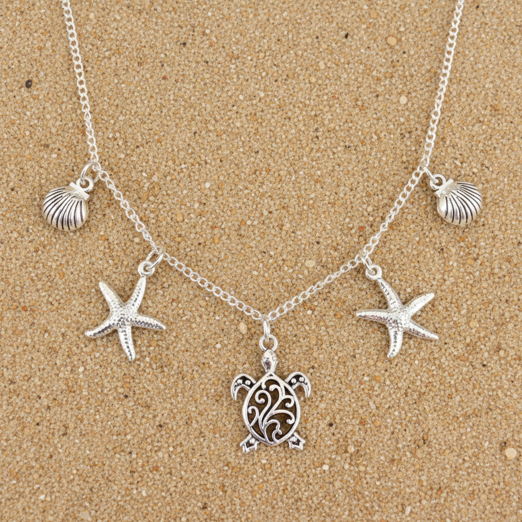 Schildkröten Charm-Kette silber handgefertigt