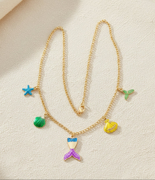 Meerjungfrau Charm-Kette gold - handgefertigtes Unikat