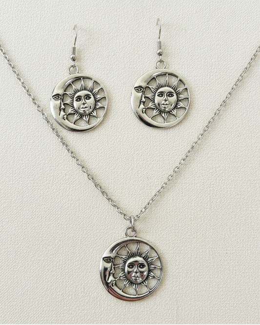 Schmuckset Sonne und Mond silberfarben