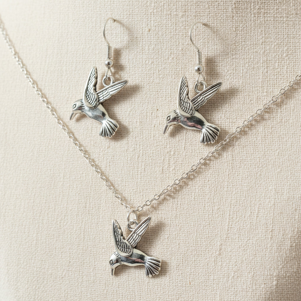 Schmuckset Kolibri silberfarben