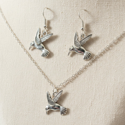 Schmuckset Kolibri silberfarben