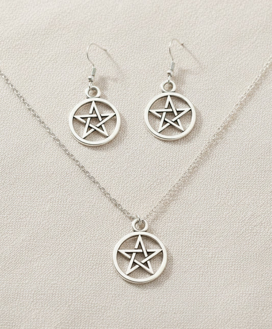 Schmuckset Pentagramm silberfarben