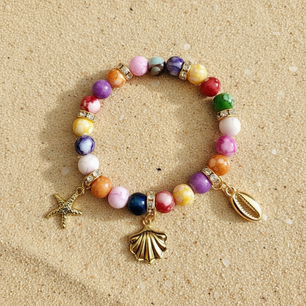 Armband Meer bunt gold handgefertigt