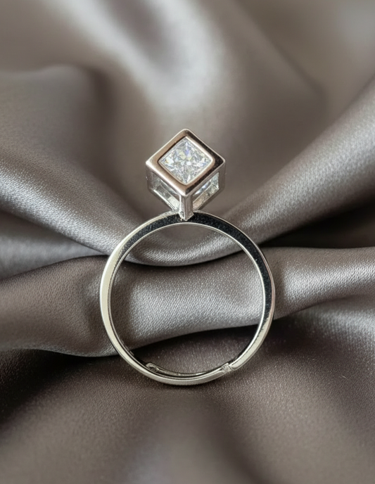Ring 925 Silber Würfel Zirkonia beweglich verstellbar