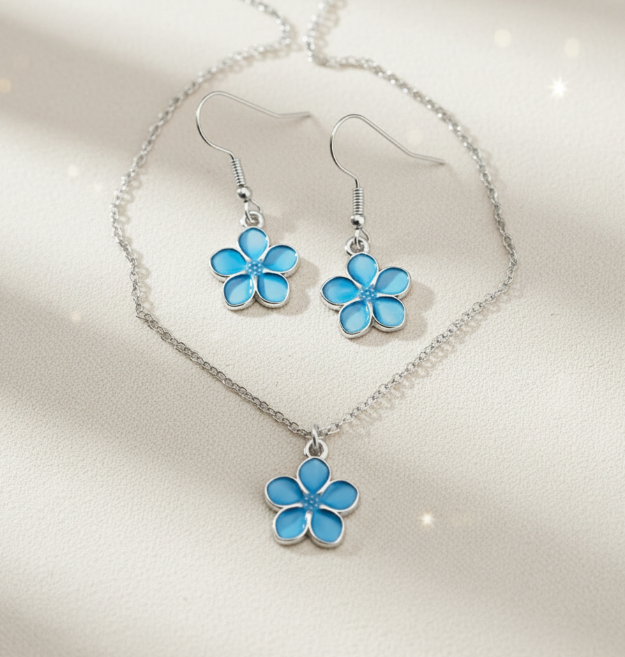 Schmuckset Sakura Kirschblüte silber blau
