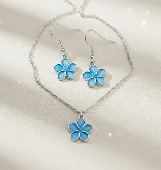 Schmuckset Sakura Kirschblüte silber blau