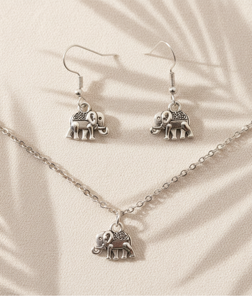 Schmuckset Elefant silberfarben