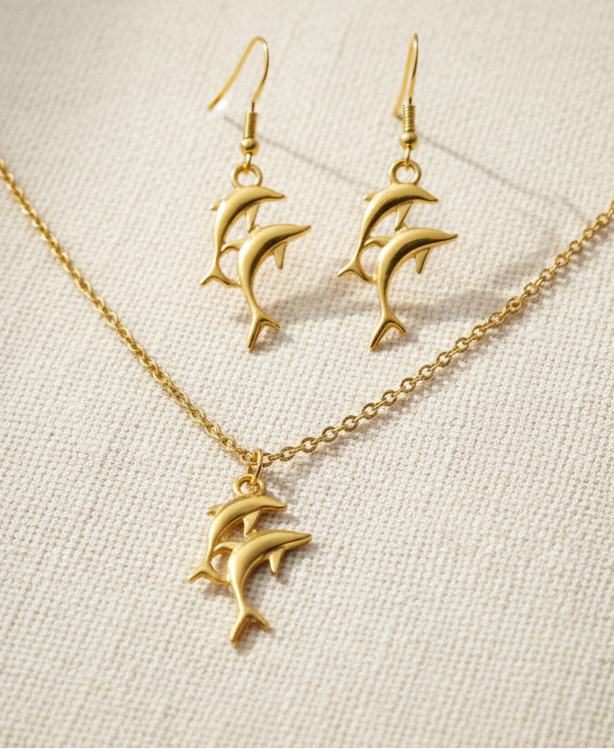 Schmuckset Delfin gold oder silber
