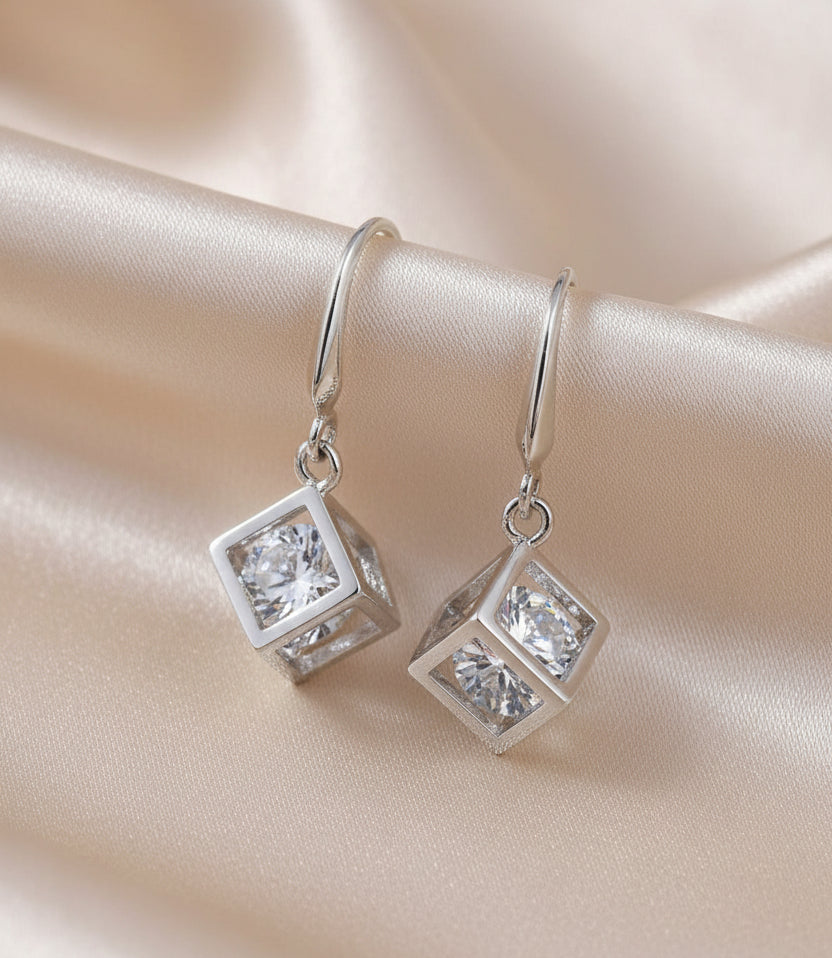 Schmuckset 925 Silber Würfel Zirkonia beweglich