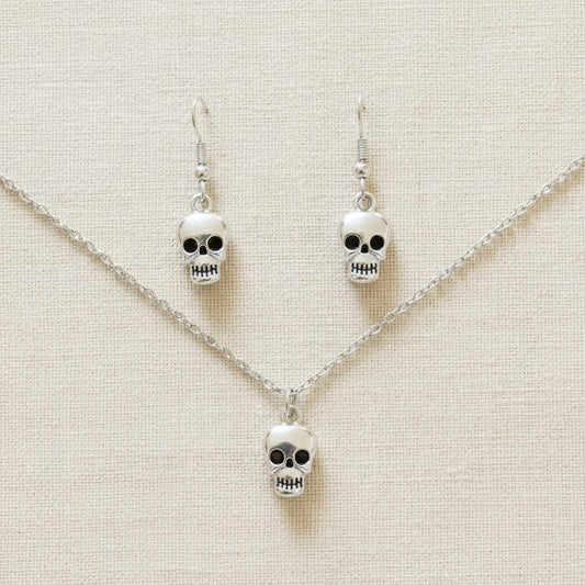 Schmuckset Totenkopf silberfarben