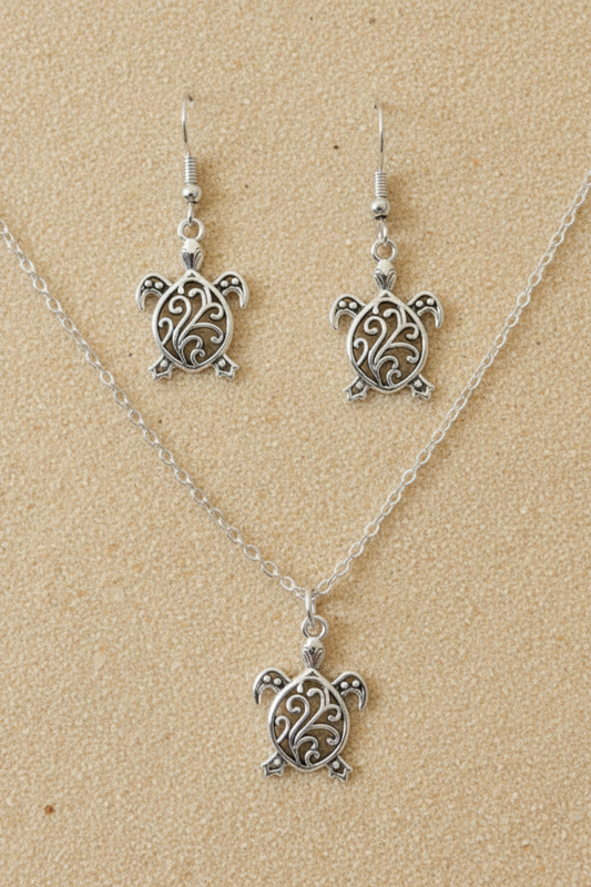 Schmuckset Schildkröte silberfarben