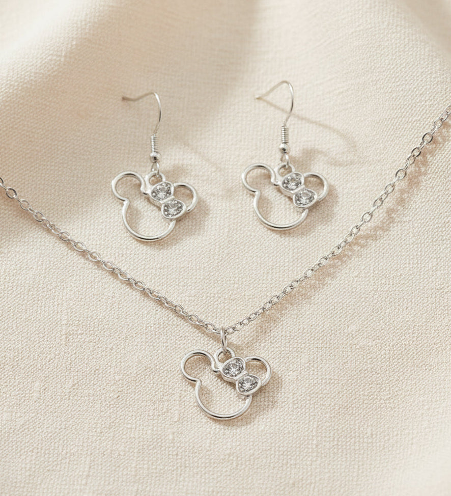 Schmuckset Mouse silberfarben