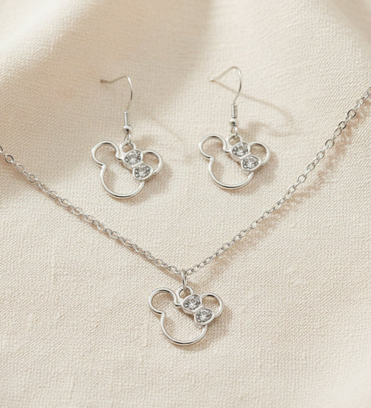 Schmuckset Mouse silberfarben