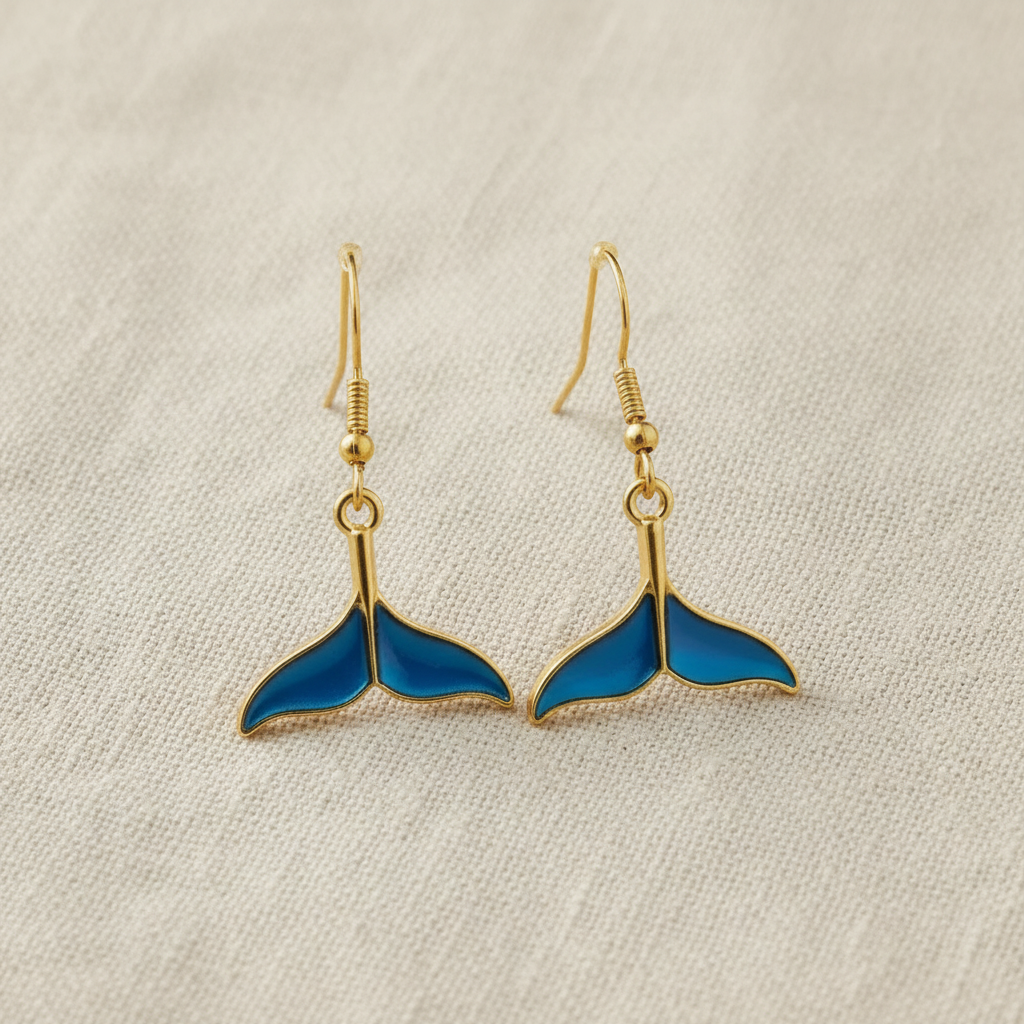 Ohrringe Walflosse blau silber- oder gold