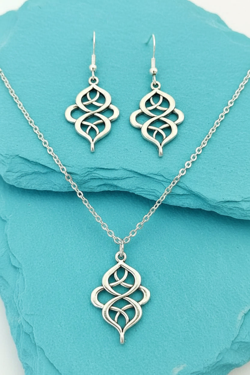 Schmuckset Keltische Spirale silberfarben