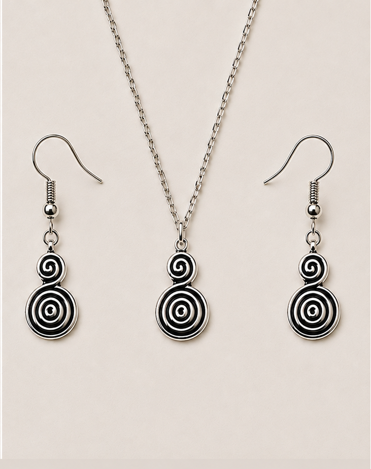 Schmuckset Spirale silberfarben