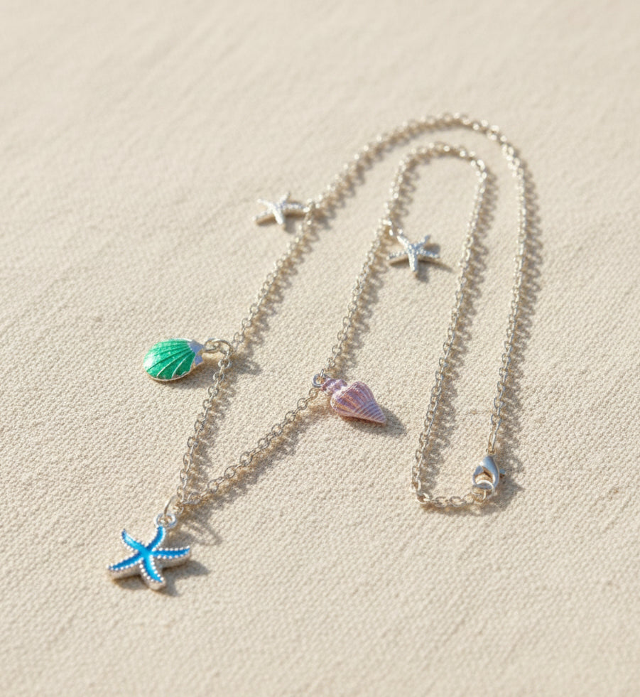 Ozean Charm-Kette gold handgefertigt