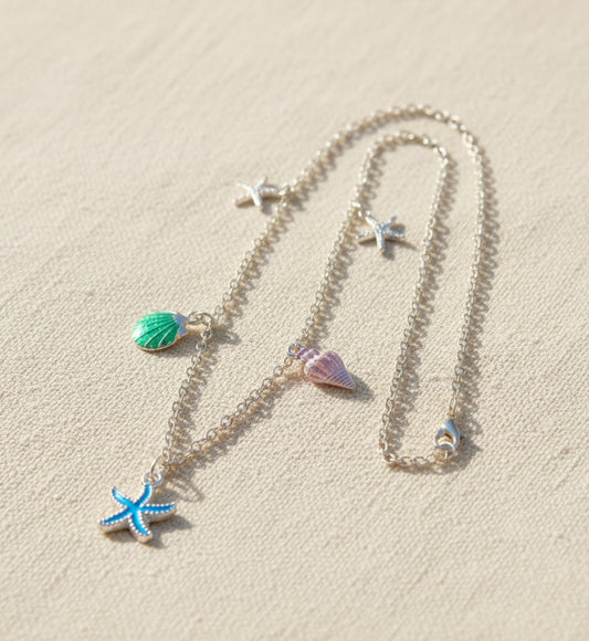 Ozean Charm-Kette gold handgefertigt