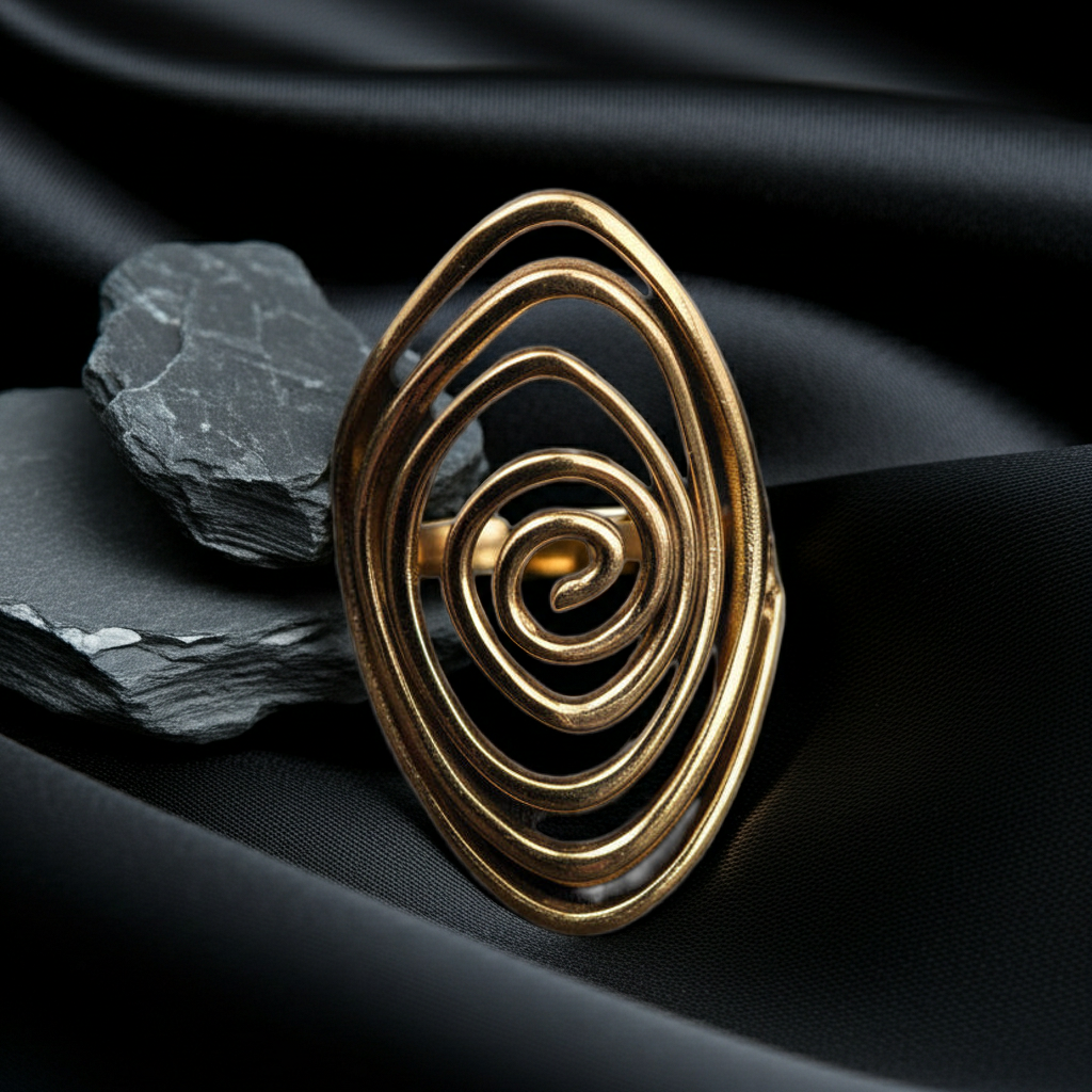 Ring Spirale oval Edelstahl silber/gold One Size
