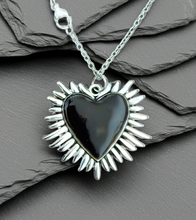 Halskette Sacred Heart Strahlen – Edelstahl silber & gold