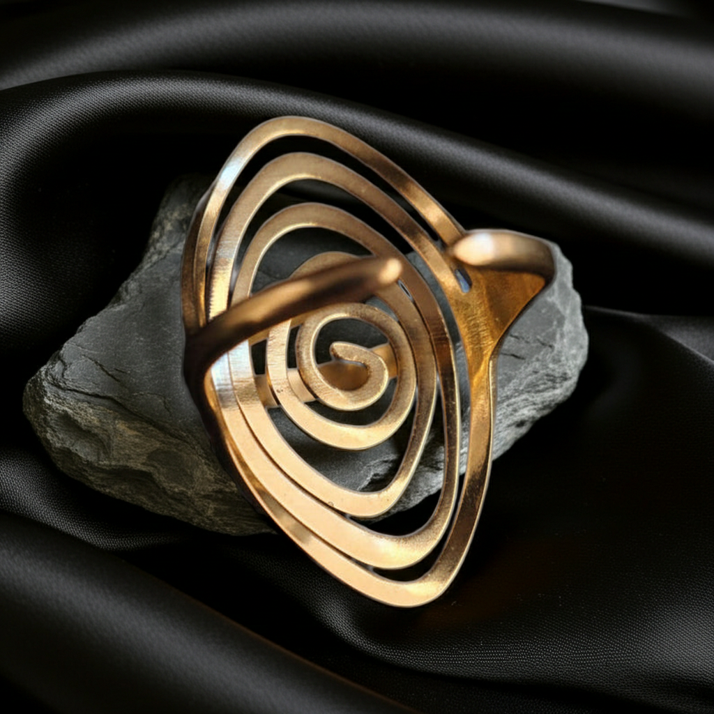 Ring Spirale oval Edelstahl silber/gold One Size