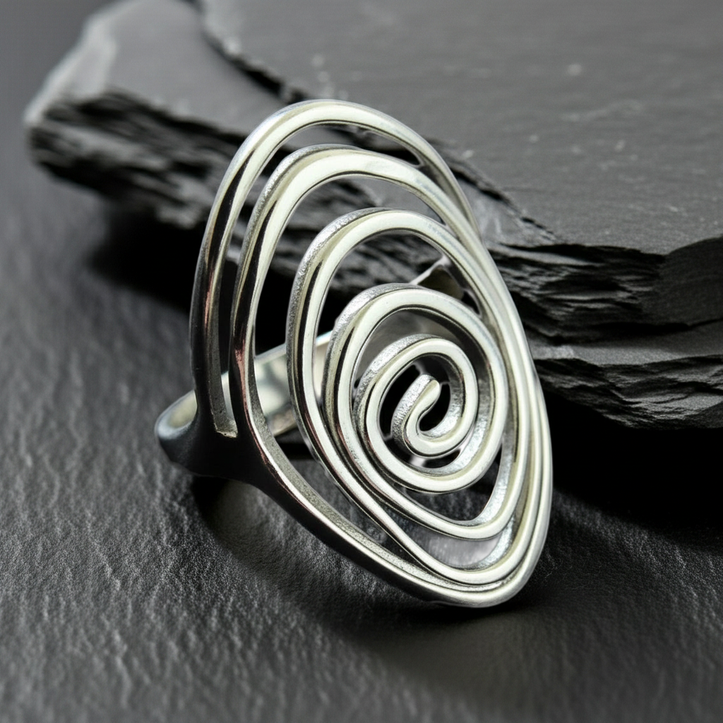 Ring Spirale oval Edelstahl silber/gold One Size