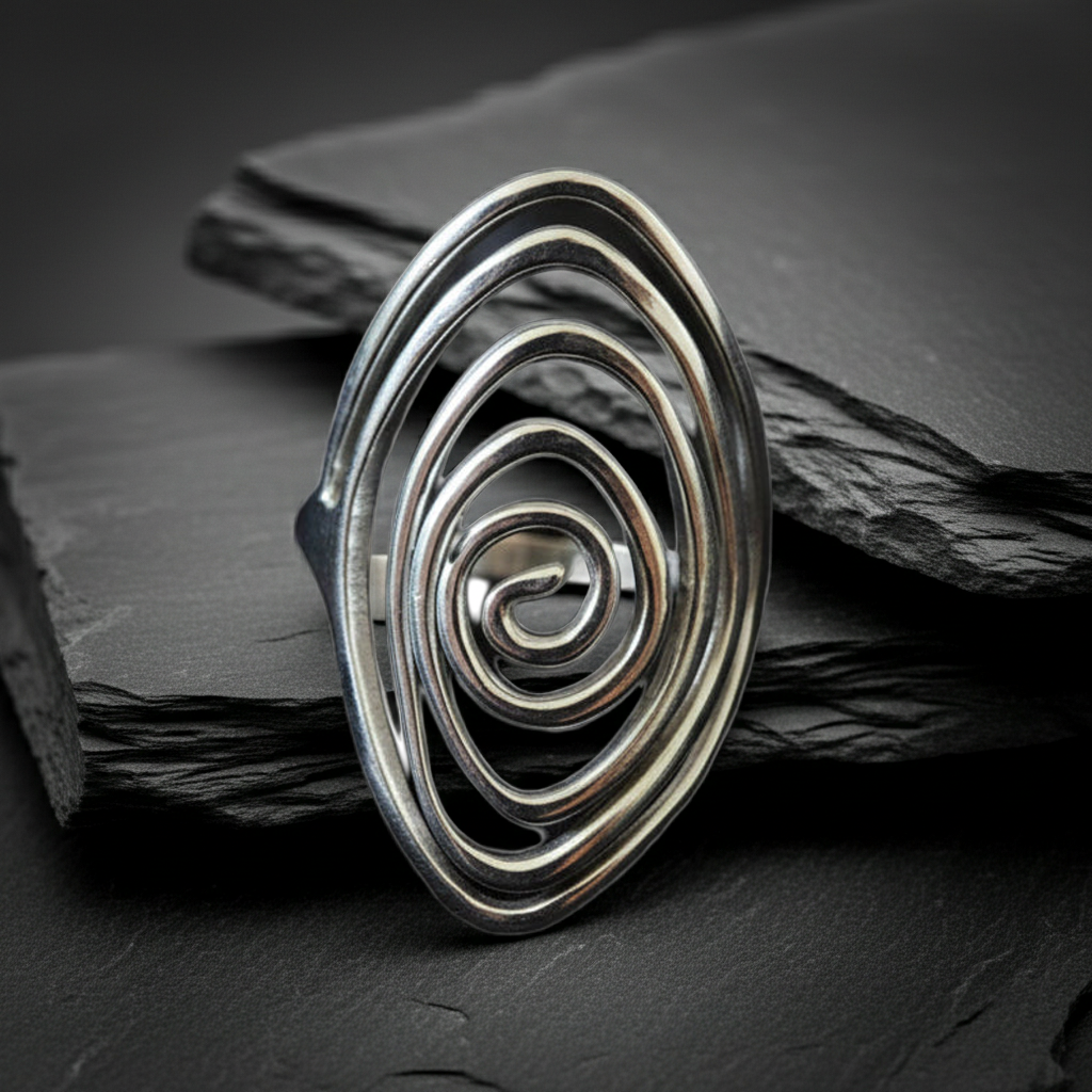 Ring Spirale oval Edelstahl silber/gold One Size