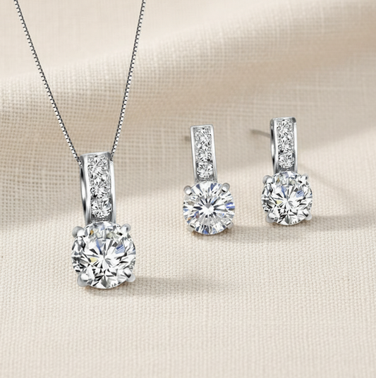 Schmuckset 925 Silber Zirkonia klassisch