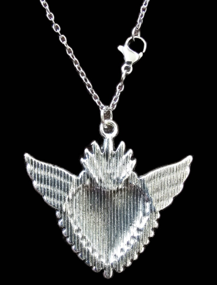 Halskette Sacred Heart mit Flügeln – Edelstahl silber/gold