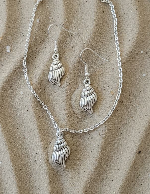Schmuckset Muschel Spirale silberfarben