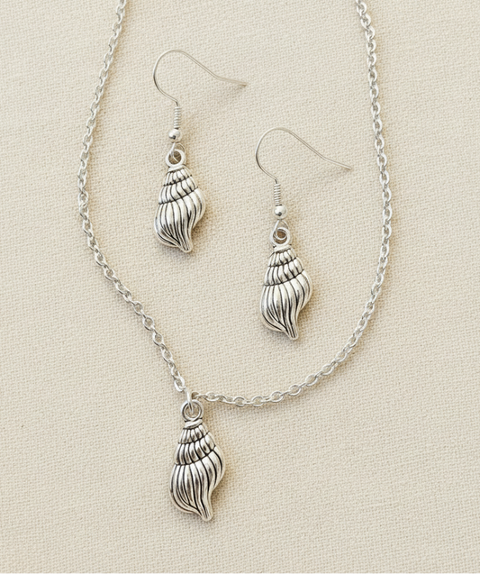 Schmuckset Muschel Spirale silberfarben