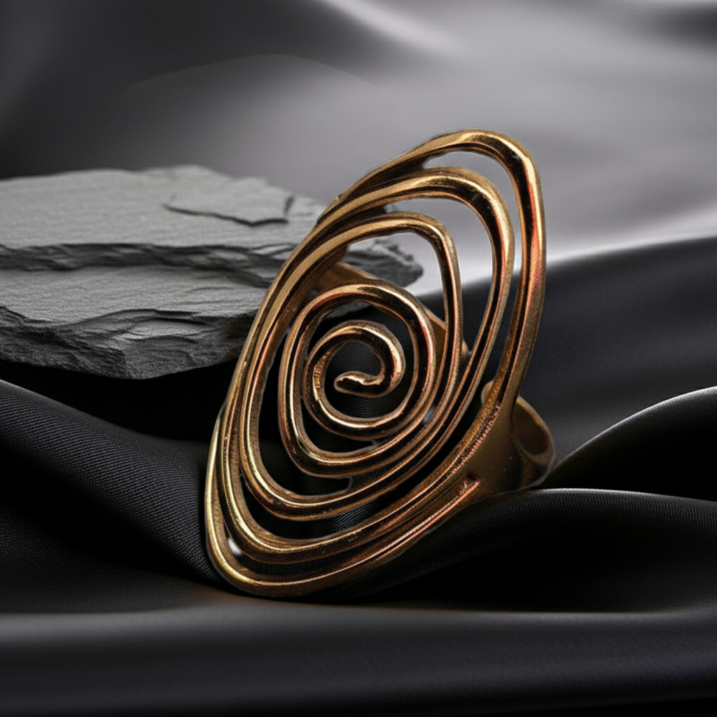 Ring Spirale oval Edelstahl silber/gold One Size