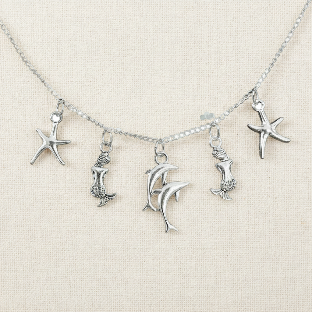 Delfin Meerjungfrau Charm-Kette silber handgefertigt